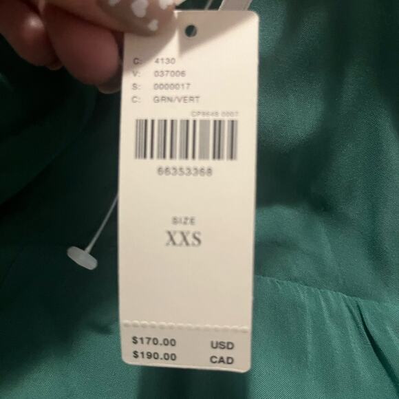 Anthropologie Green Satin Ruffle Wrap Coquette Feminine Midi Maxi Dress XXS NWT - Picture 10 of 12